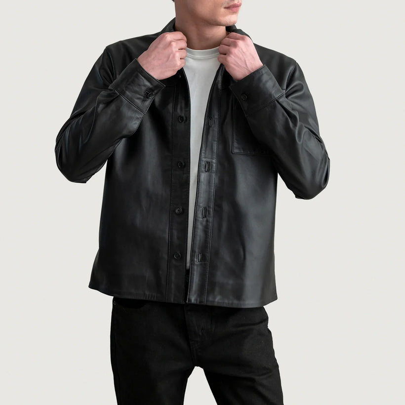 Scout 블랙 Leather Shirt 남성용