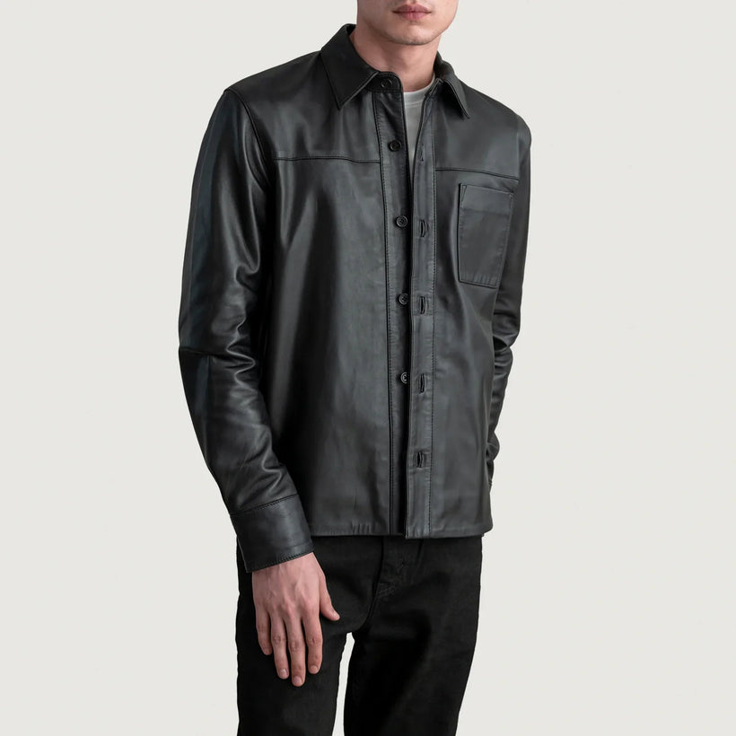 Scout 블랙 Leather Shirt 남성용
