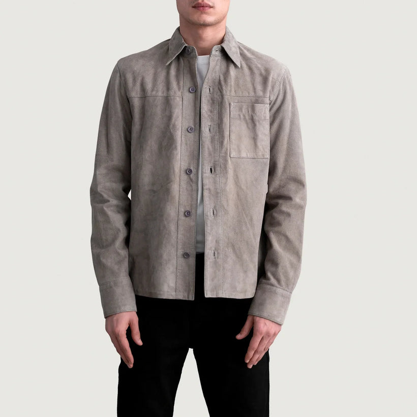 Scout Grey Suede Leather Shirt 남성용