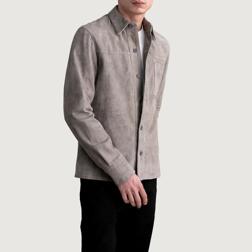 Scout Grey Suede Leather Shirt 남성용
