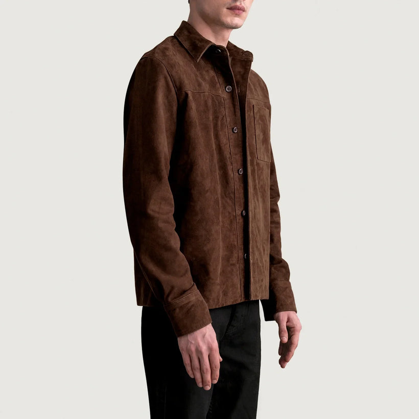 Scout Mocha Suede Leather Shirt 남성용