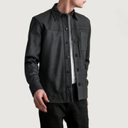 
Scout Tumbled 블랙 Leather Shirt 남성용 in Tumbled Black Sheepskin Leather - 정면 스타일 및 테일러드 실루엣 | 공식 온라인 스토어 구매