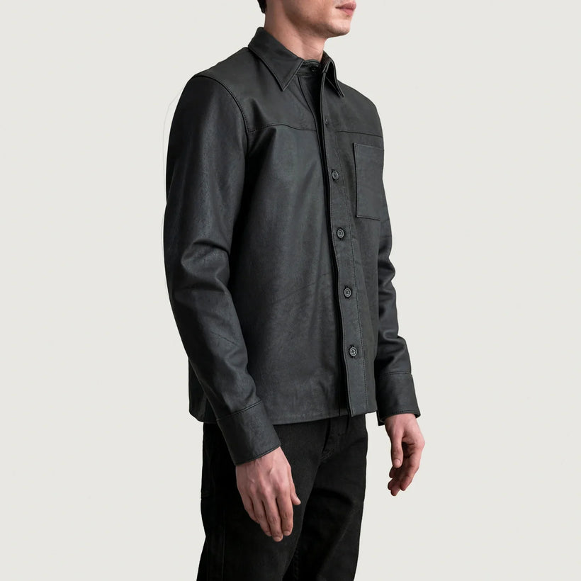 Scout Tumbled 블랙 Leather Shirt 남성용