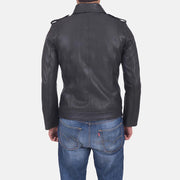 Sergeant 블랙 가죽 자켓 남성용 - Lateral Side Profile View Showing Sleeve Cut &amp; Athletic Taper Fit