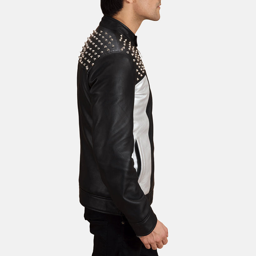 Shapron Studded 가죽 라이더 자켓 남성용