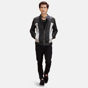 Shapron Studded 가죽 라이더 자켓 남성용 - Lateral Side Profile View Showing Sleeve Cut &amp; Athletic Taper Fit