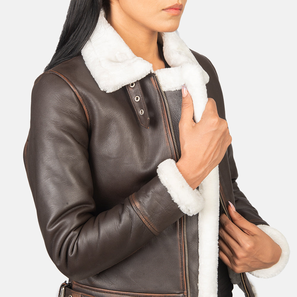 Sherilyn B-3 블랙 가죽 봄버 자켓 여성용 – alternate product view 6
