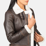 Sherilyn B-3 블랙 가죽 봄버 자켓 여성용 – alternate product view 6