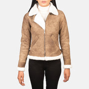 Sherilyn B-3 블랙 가죽 봄버 자켓 여성용 – alternate product view 1