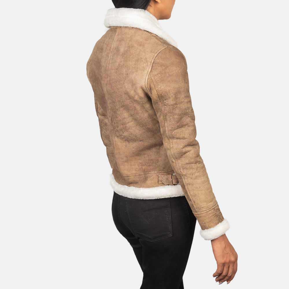 Sherilyn B-3 블랙 가죽 봄버 자켓 여성용 – alternate product view 5