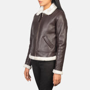 Sherilyn B-3 블랙 가죽 봄버 자켓 여성용 – alternate product view 2