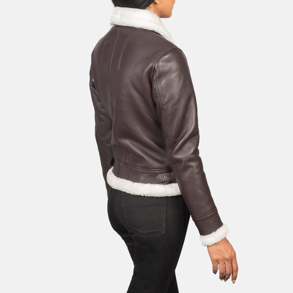 Sherilyn B-3 블랙 가죽 봄버 자켓 여성용 – alternate product view 5