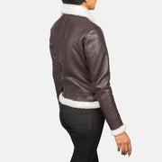 Sherilyn B-3 블랙 가죽 봄버 자켓 여성용 – alternate product view 5