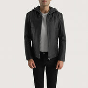
Spratt 블랙 Hooded 가죽 자켓 남성용 in Black Goatskin Leather - 정면 스타일 및 테일러드 실루엣 | 공식 온라인 스토어 구매