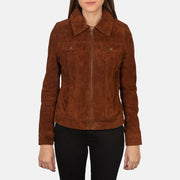 
Brown Goatskin suede Jacket - 어깨 라인과 깔끔한 밑단이 돋보이는 뒷면 뷰