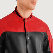 Terrance 블랙 Varsity 가죽 자켓 남성용 – alternate product view 3