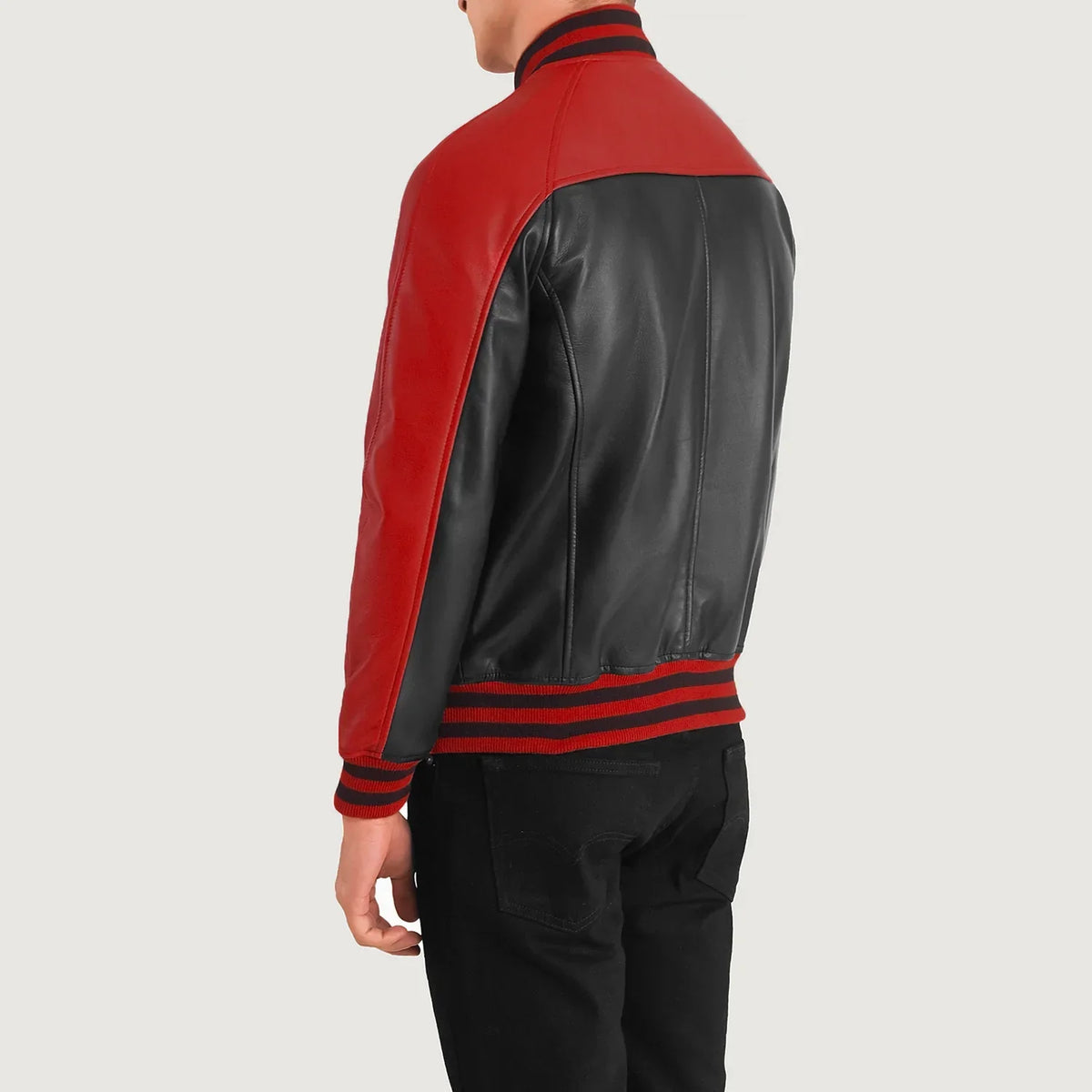 Terrance 블랙 Varsity 가죽 자켓 남성용 – alternate product view 4