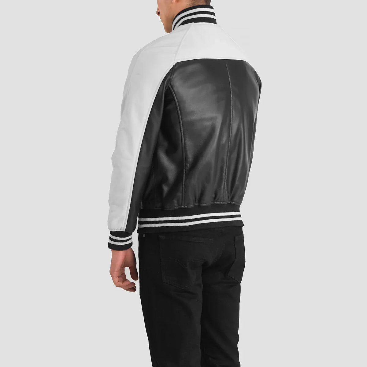 Terrance 블랙 Varsity 가죽 자켓 남성용 – alternate product view 5