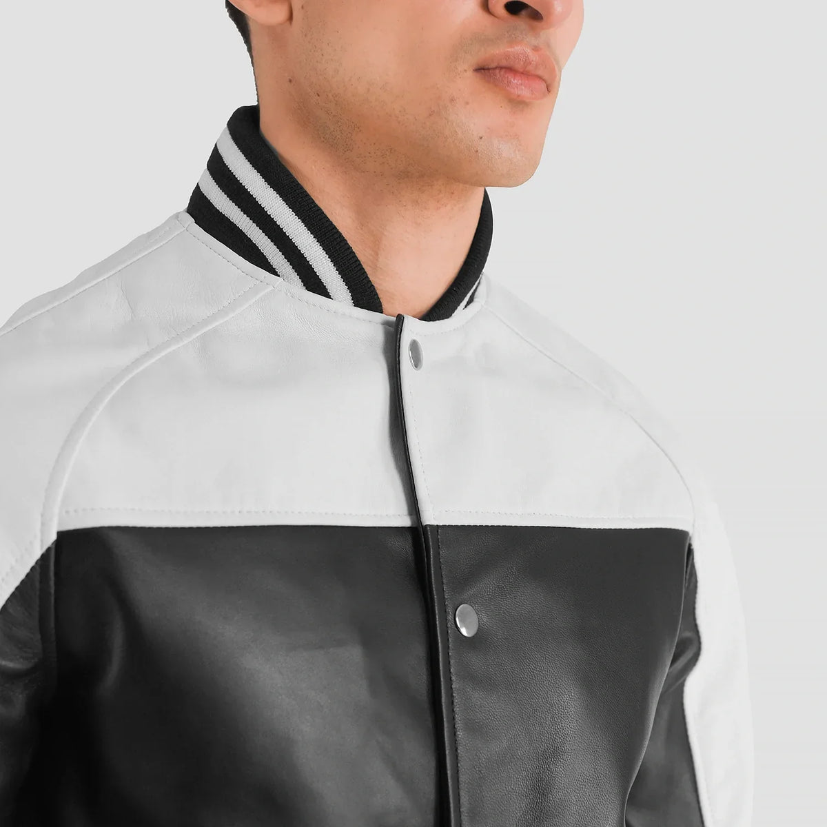 Terrance 블랙 Varsity 가죽 자켓 남성용 – alternate product view 6