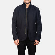 Men's Thomas 블랙 Wool 가죽 자켓 남성용 in Black Synthetic Wool - Front Profile View &amp; Tailored Silhouette | Buy Online