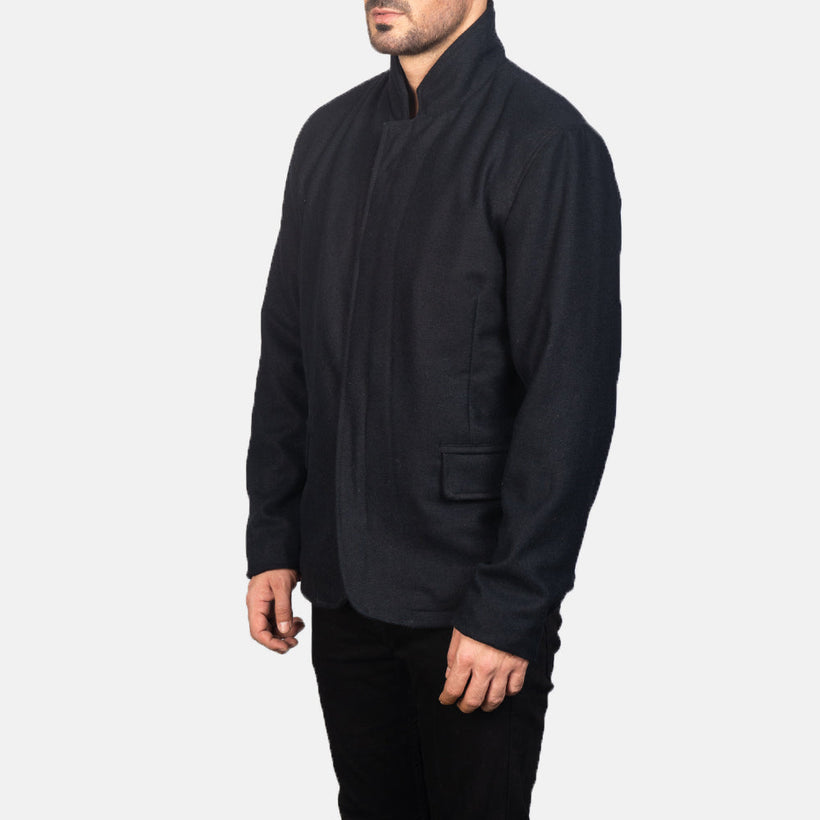Thomas 블랙 Wool 가죽 자켓 남성용