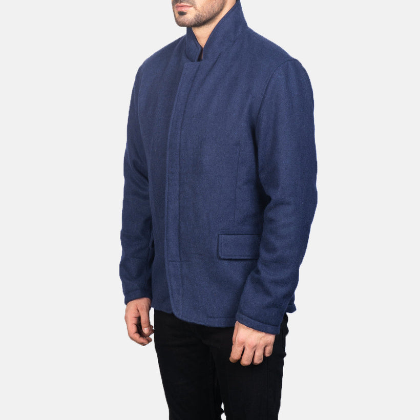 Thomas 블루 Wool 가죽 자켓 남성용