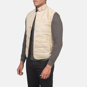 
Off-White Goatskin Suede Leather Vest - 어깨 라인과 깔끔한 밑단이 돋보이는 뒷면 뷰