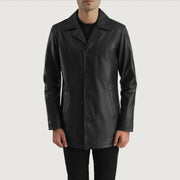 
Urban Slate 블랙 가죽 코트 남성용 in Black Cowhide (Lt-071) Leather - 정면 스타일 및 테일러드 실루엣 | 공식 온라인 스토어 구매