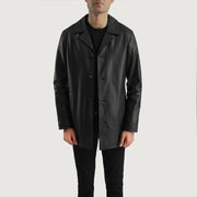 
Black Cowhide (Lt-071) leather Coat - 어깨 라인과 깔끔한 밑단이 돋보이는 뒷면 뷰