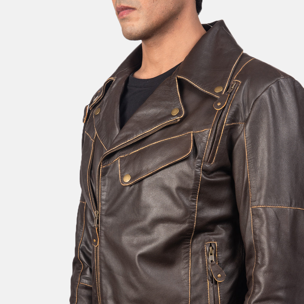 Vincent 블랙 가죽 라이더 자켓 남성용 – alternate product view 6