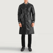 
Wilde 블랙 Leather Varsity 가죽 코트 남성용 in Black Sheepskin Leather - 정면 스타일 및 테일러드 실루엣 | 공식 온라인 스토어 구매