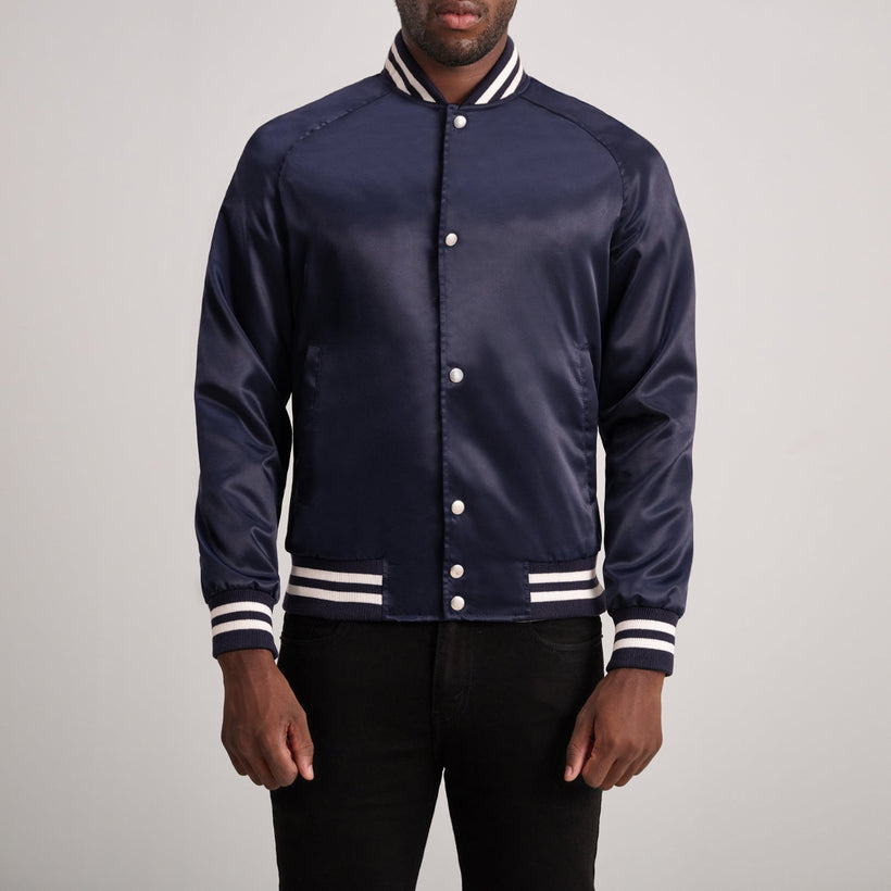 Xander Blue Varsity 가죽 자켓 남성용