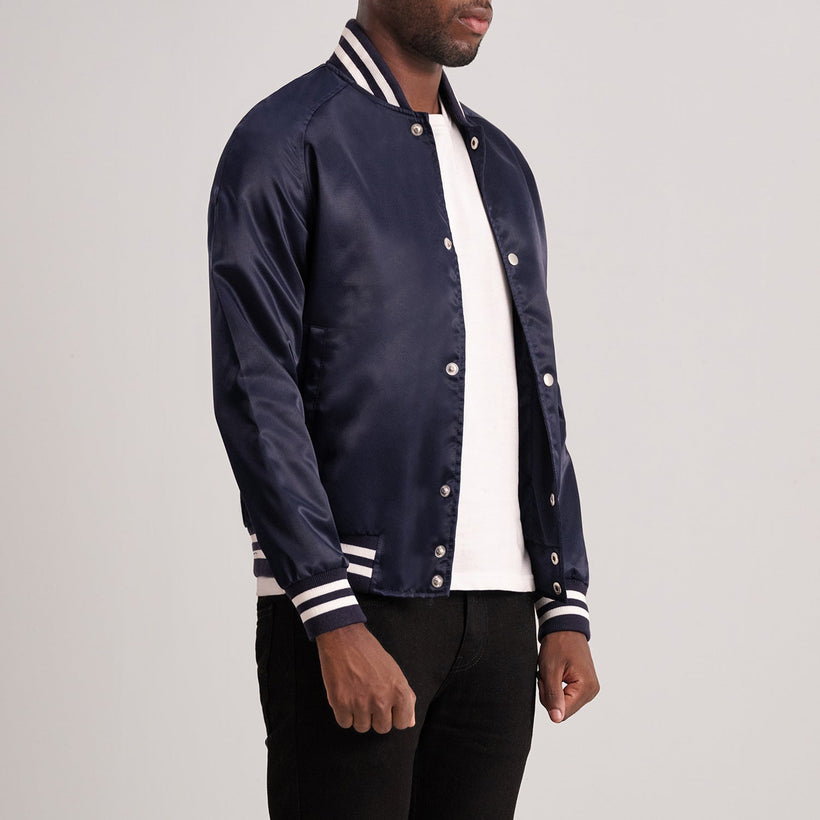 Xander Blue Varsity 가죽 자켓 남성용