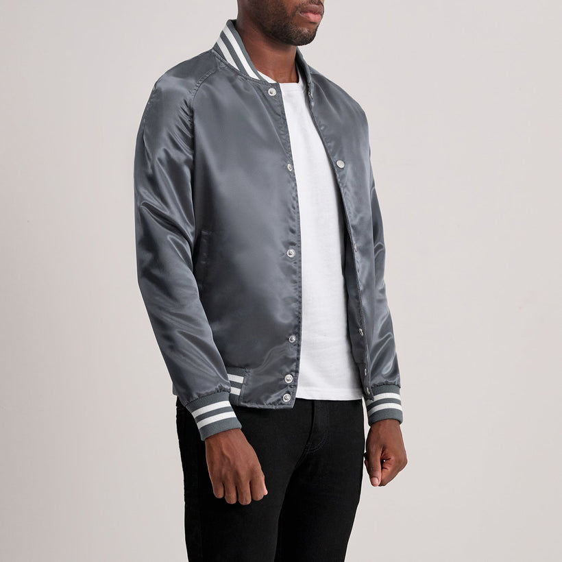 Xander Grey Varsity 가죽 자켓 남성용