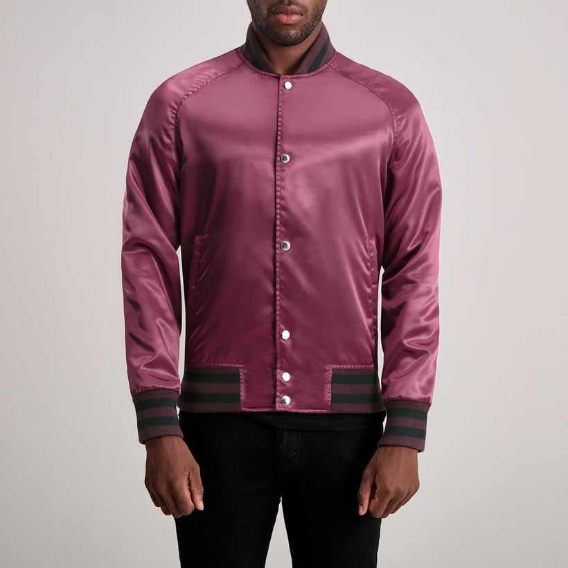 Xander Maroon Varsity 가죽 자켓 남성용