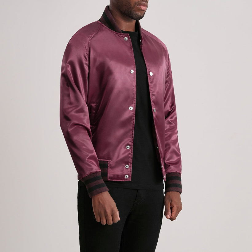 Xander Maroon Varsity 가죽 자켓 남성용