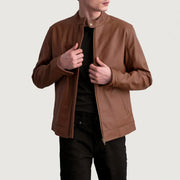 
Zen Matte 브라운 가죽 라이더 자켓 남성용 in Matte Brown Cowhide Leather - 정면 스타일 및 테일러드 실루엣 | 공식 온라인 스토어 구매
